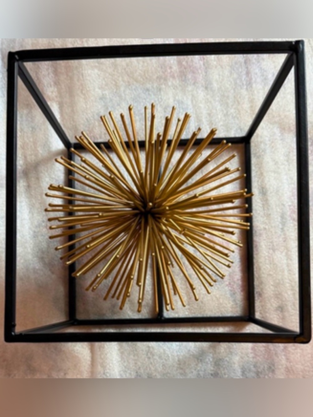 Mid-CenturyModern Gold Atomic Starburst Style Cube Centerpiece| Spiked Sphere